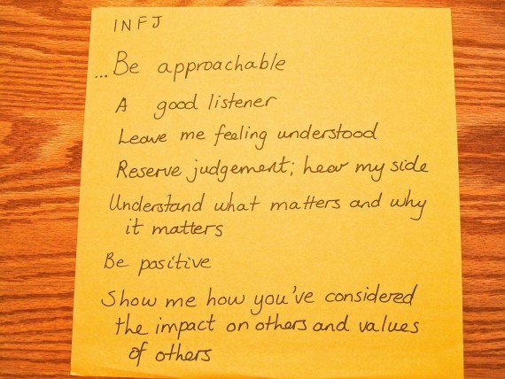 INFJ: To communicate with me