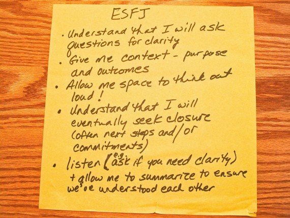 ESFJ: To communicate with me